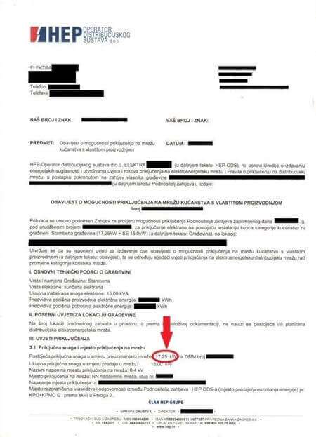 primjer obavljest o mogućnosti priključenja