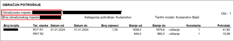 primjer obračun potrošnje