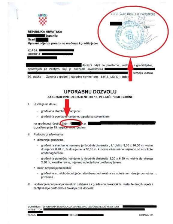 primjer ovjerene uporabne dozvole