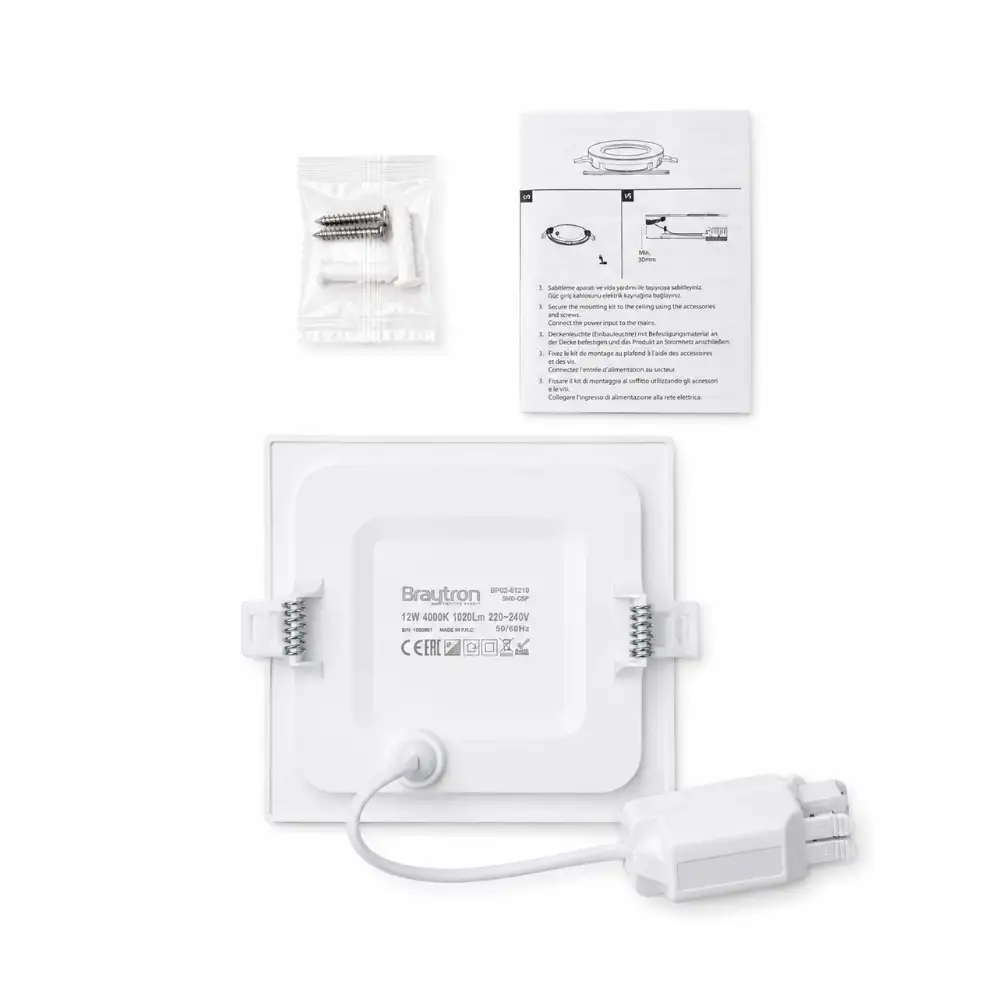 Braytron ugradbeni led panel 12w 1020 lm 4000 k kvadratni - Slika 4