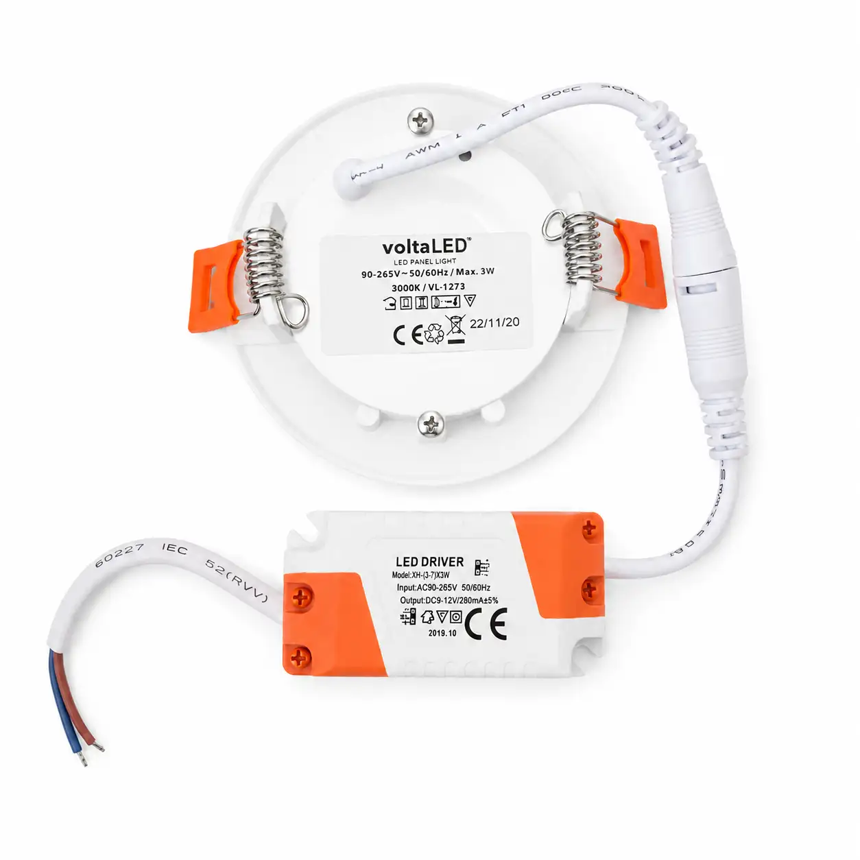 Voltaled ugradbeni led panel 3w 3000 k okrugli - Slika 3